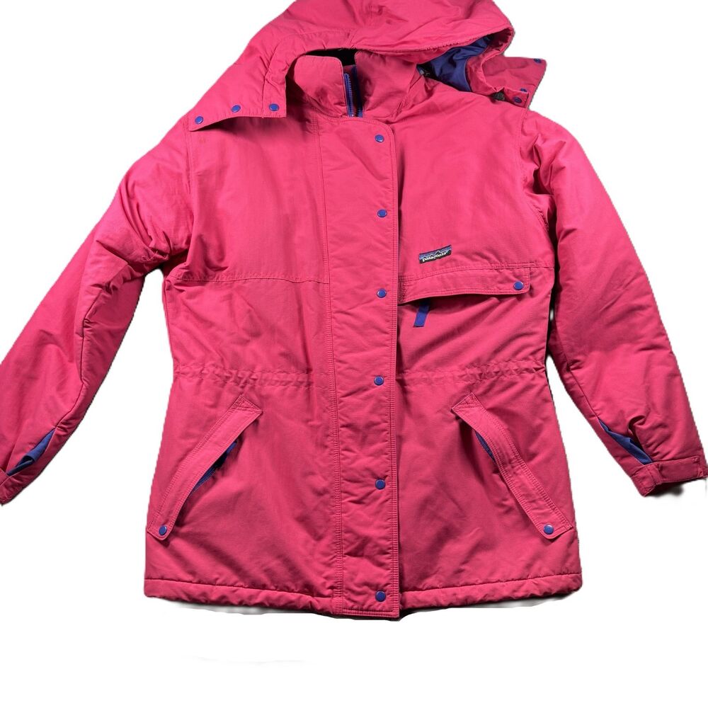 Patagonia Women Parka Ski Jacket Insulated Puffer Coat Hood Vintage Pink Size 12